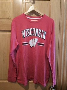Vintage Wisconsin University Badgers Long Sleeve T-Shirt Size XL Heavy Cotton - Picture 1 of 3