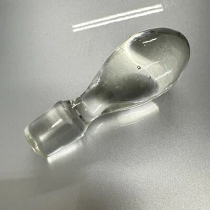 Vintage Clear Glass Stopper for Decanter, Heavy Solid Glass w/ Internal Bubbles - Picture 1 of 8
