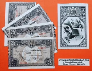@1 Billete PRECIOSO@ BILBAO 25 PESETAS 1937 CAJA DE AHORROS VIZCAINA Euskadi - Picture 1 of 3