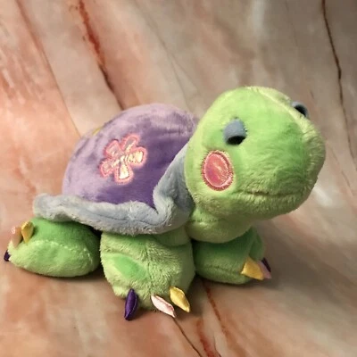 Ganz Webkinz Rainbow Turtle Stuffed Plush Baby Purple Glitter Flowers 11" Jj - Image 1 of 4