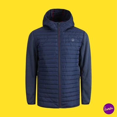 JACK & JONES Men's Quilted Jacket, Zip Up,High Collar & Hood, Navy Blazer, UK L - Image 1 of 4