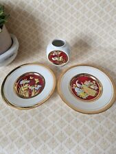 The Art Of Chorkin Gold And Silver Gilded Decorative Dishes X2 And Jar Red