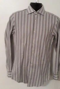 Hugo Boss Slim Fit Sz15 Button Front Long Sleeve Mens Maroon Stripe Dress Shirt  - Picture 1 of 12