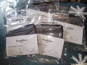 10 Goodfellow & Co Adult Reusable Cotton Fabric Face Masks - L/XL Black & Grey - Picture 1 of 5