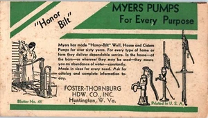 Secador de tinta de finales de 1800 - Bombas Myers - Foster Thornburg Hardware Huntington WVA - Imagen 1 de 2