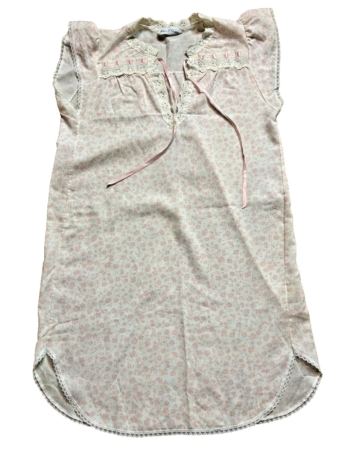 Camisón Floral Pequeño Vintage Años 60 70 Miss Elaine EE. UU. Algodón Cottagecore Ditzy Foto 1 de 4