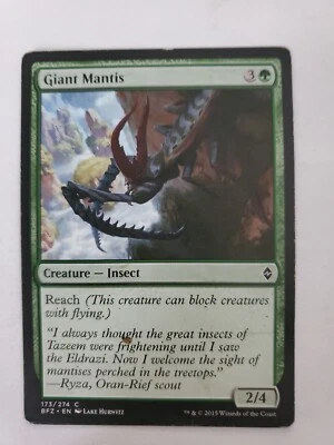 MTG Magic The Gathering Card Giant Mantis Creature Insect Green Battle Zendikar  - Image 1 of 2