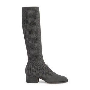 Eileen Fisher grau Strick groß Kasana Stiefel Sockenstil Blockabsatz Größe 8,5 neu - Bild 1 von 6