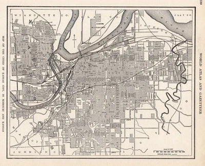 Mapa de calles antiguo de Kansas City de 1925 de Kansas City Missouri y Kansas 2471 Foto 1 de 3