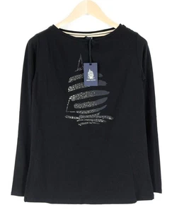 MARINA YACHTING WomenS Tee S Stretch Black Top Round Neck Pullover - Picture 1 of 8