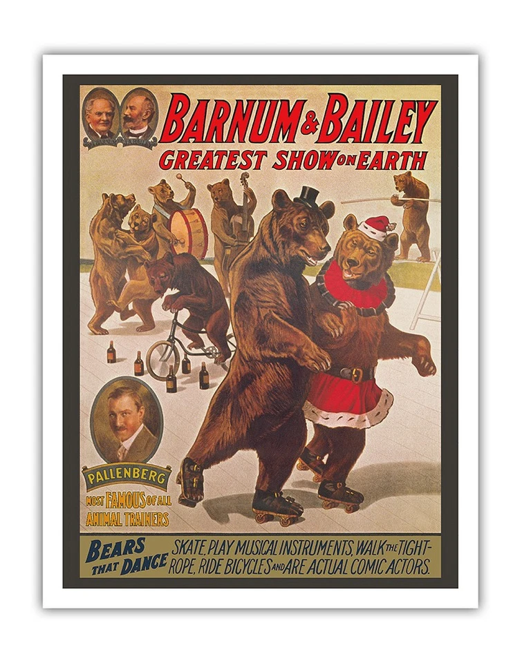 Cartel de circo Barnum & Bailey - Osos que bailan - vintage de circo c.1916 Foto 1 de 1