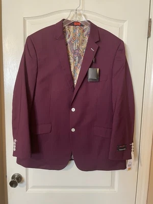 Linea Uomo Blazer Sports Jacket Men’s Size 46R Plum Single Breasted Notch Lapel - Image 1 of 4