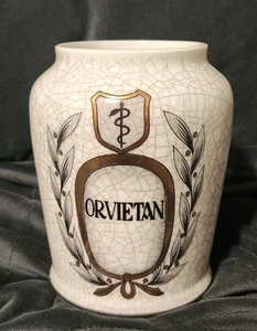 Antique Vintage 5” Porcelain Apothecary Jar Orvietan Rare Shape Caudacus Snake  - Picture 1 of 6