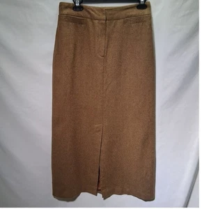 J.G. Hook Wool Blend Long Maxi A-Line Skirt Front Split Women Mustard Brown SZ-8 - Imagen 1 de 8