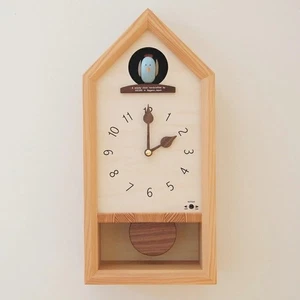 K306 KICORI Blue Bird Cuckoo Clock Wooden Wall Clock Quartz Genuine From Japan - Picture 1 of 10
