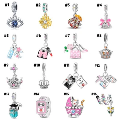 KUNSIR Opcional Plata de Ley 925 Hágalo Usted Mismo Dije Cuentas Cuelga para Pulsera Colgante Foto 1 de 4