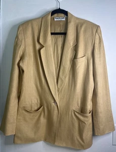 Hellbrauner Leinenblazer Damengröße 10 Old Money Academia-Stil klassisch ruhig Luxus " - Bild 1 von 8