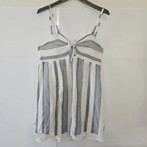 Socialite Size XL Cotton White Blue Bold Striped Fitted Bodice Halter Top Blouse - Picture 1 of 24