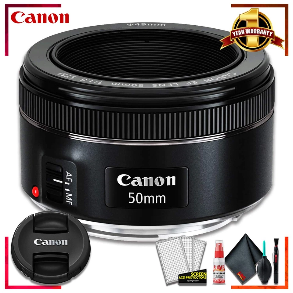 Canon EF 50 F 1.8 STM Lens Camera Lens (International Model) + Cleaning Kit - Image 1 of 1