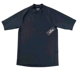 Rhone Freeride Rashgaurd Men Med Black Short Sleeve Stretch Pullover/Zip, Neu - Bild 1 von 8