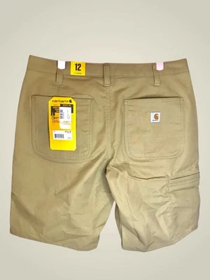 NWT Womens Carhartt 10” Canvas Work Shorts Rugged Flex Loose Fit Sz 12 BS3111-W - Image 1 of 4
