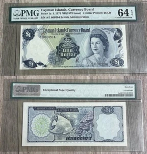 Cayman Islands - 1 Dollar 1971 UNC Serie A/1 000204 PMG64 P. 1a Lemberg-Zp - Picture 1 of 1
