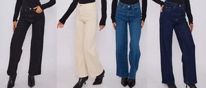 Womens M&S Wide Leg Jean Classic High Waisted Soft Denim Stretch Marks RRP £35 - Picture 1 of 37