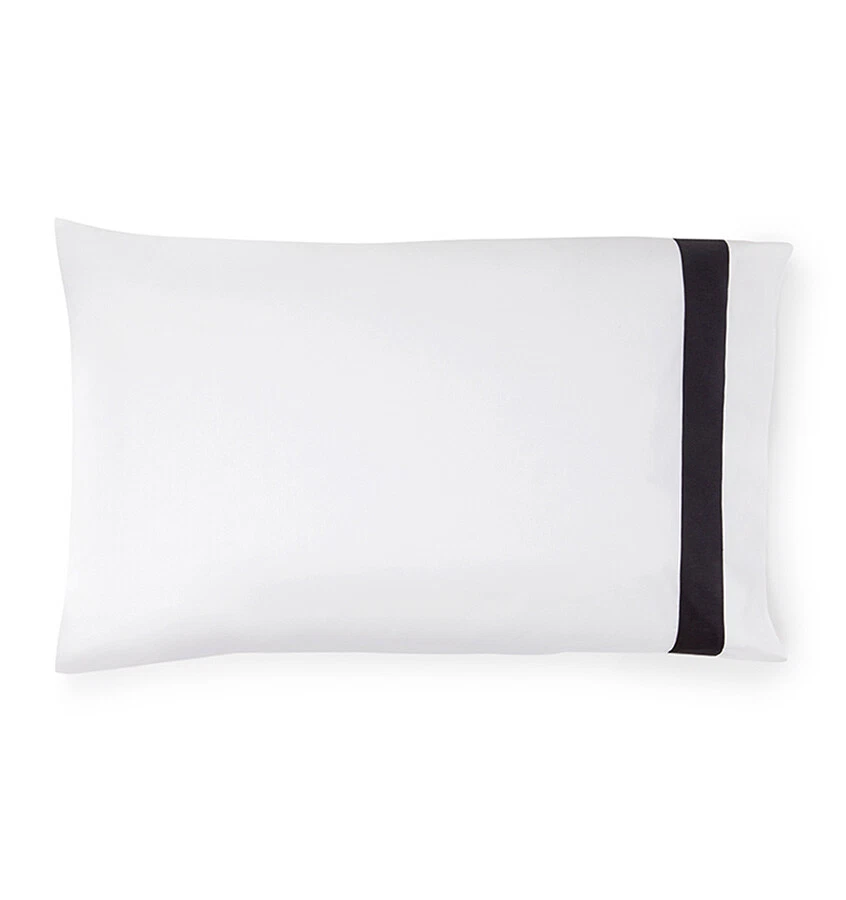 SFERRA Orlo Standard Pillowcases - Pair White and Charcoal Grey - Image 1 of 1