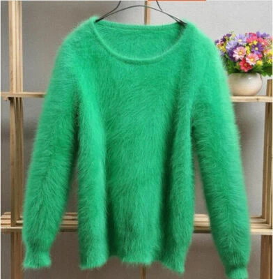 Mujeres Damas Invierno Piel de Conejo Visón Cachemira Cálido Suéter Esponjoso Peluche Difuso Foto 1 de 4