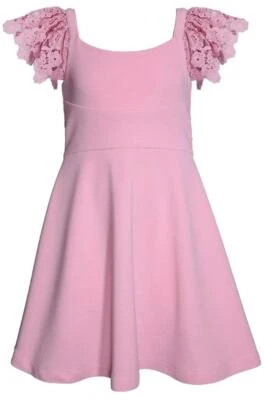 NUEVO Vestido Patinador Bonnie Jean Niñas Talla 8 "ROSA-ROSA BUCEO" Manga Encaje Nuevo con Etiquetas Foto 1 de 3