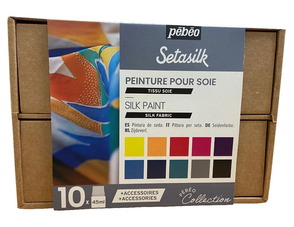 Pebeo Setasilk Collection Fabric Paint 10 x 45ml Silk Painting Gift Set 758485 Foto 1 de 1