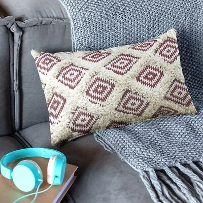 Extra long tufted throw lumbar pillow cover 14x36 punch needle cushion covers - Image 1 of 4