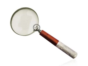 Solid Aluminum Bone Handheld Magnifier Magnifying Glass Lens 4 Inch       HYP - Picture 1 of 4