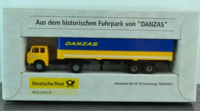 Brekina Old Timer Henschel HS16 TS Tractor Trailer DANZAS Deutsche Post 1:87 HO  - Image 1 of 2