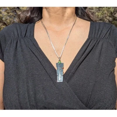 Navajo Sonoran Gold Turquoise Tribal Pendant 3 Strand Liquid Silver Necklace - Image 1 of 4