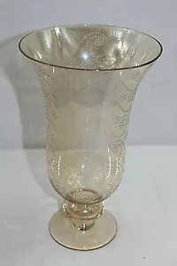 Vintage große Vase KARNEVALSGLAS orange getönte Pin Design dünn 9 Zoll hoch & 5,5 i - Bild 1 von 4