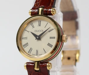 Reloj para mujer [casi como nuevo] GUCCI 2000L 21mm línea jerez esfera marfil cuarzo romano - Imagen 1 de 16
