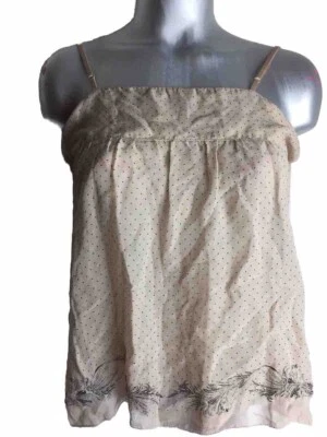 NWT $118 Max Studio Spaghetti Strap Halter Silk Chiffon Beige/Black -SIZE SMALL - Image 1 of 4