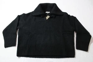 J.Crew Women's Johnny-Collar Ribbed-Trim V-Neck Sweater LC7 Black Small NWT - Picture 1 of 4
