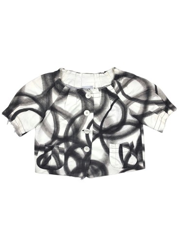 Blazer MOSCHINO ECONOMICO E BELLO di design ritagliato bianco e nero abbottonato