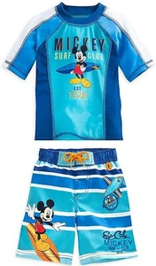 Disney Store Mickey Mouse Rash Guard And Swim Trunks Set Boy Size 4 - Picture 1 of 3