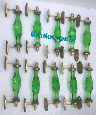 10 Pec Door Part Crystal Cut Glass Door Cabinet Handle Green Brass Decor Handle Cover