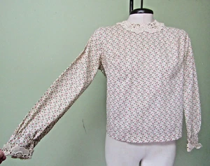 VINTAGE 1970'S COTTON CALICO LADIES BLOUSE / SIZE 32 - Picture 1 of 8