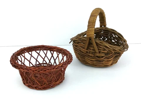 Vintage Twig Branch Grape Vine Woven Baskets (lot of 2) miniatures 2 styles Cover