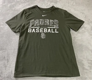 Nike San Diego Padres Dri-Fit Olive Green Size Large Athletic Cut Cotton Poly - Picture 1 of 11