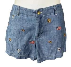 Pantalones Cortos Polo Ralph Lauren Bordados Cambray Bolsillos Bordados Occidentales Talla 8 - Imagen 1 de 6