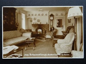 Postal Devon HUNTERS INN The Residents Lounge c1930 RP de E.A.S. - Imagen 1 de 2