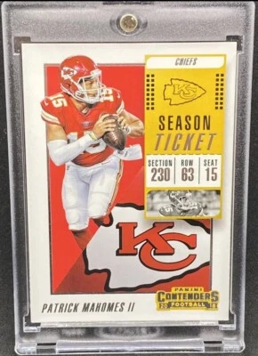 Patrick Mahomes RARO NOVATO FOTO BOLETO TARJETA DE INVERSIÓN PANINI CHIEFS MVP COMO NUEVO Foto 1 de 2
