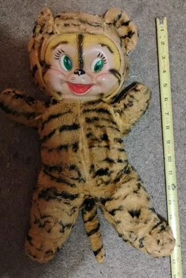 Vintage 16" Cara de Goma Gato Tigre, Años 40, Años 50 - Muñeca de Relleno Gund? Rushton?  Foto 1 de 4