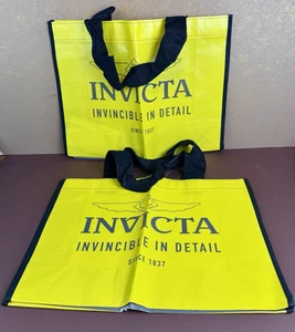 2 Invicta Watch Invincible In Detail Large Yellow 18X13 Tote Shopping Bag READ - Picture 1 of 6
